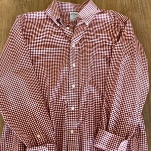 Brooks Brothers Garnet and White Shirt Size‎ Large Non Iron Cotton